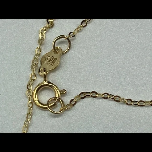 Solid 14K Yellow Gold Saturn Necklace 18" - Picture 4 of 4